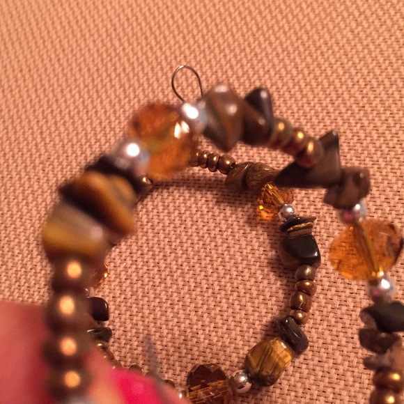 Tigers eye/freshwater pearl/silver/amber crystals - Picture 3 of 8